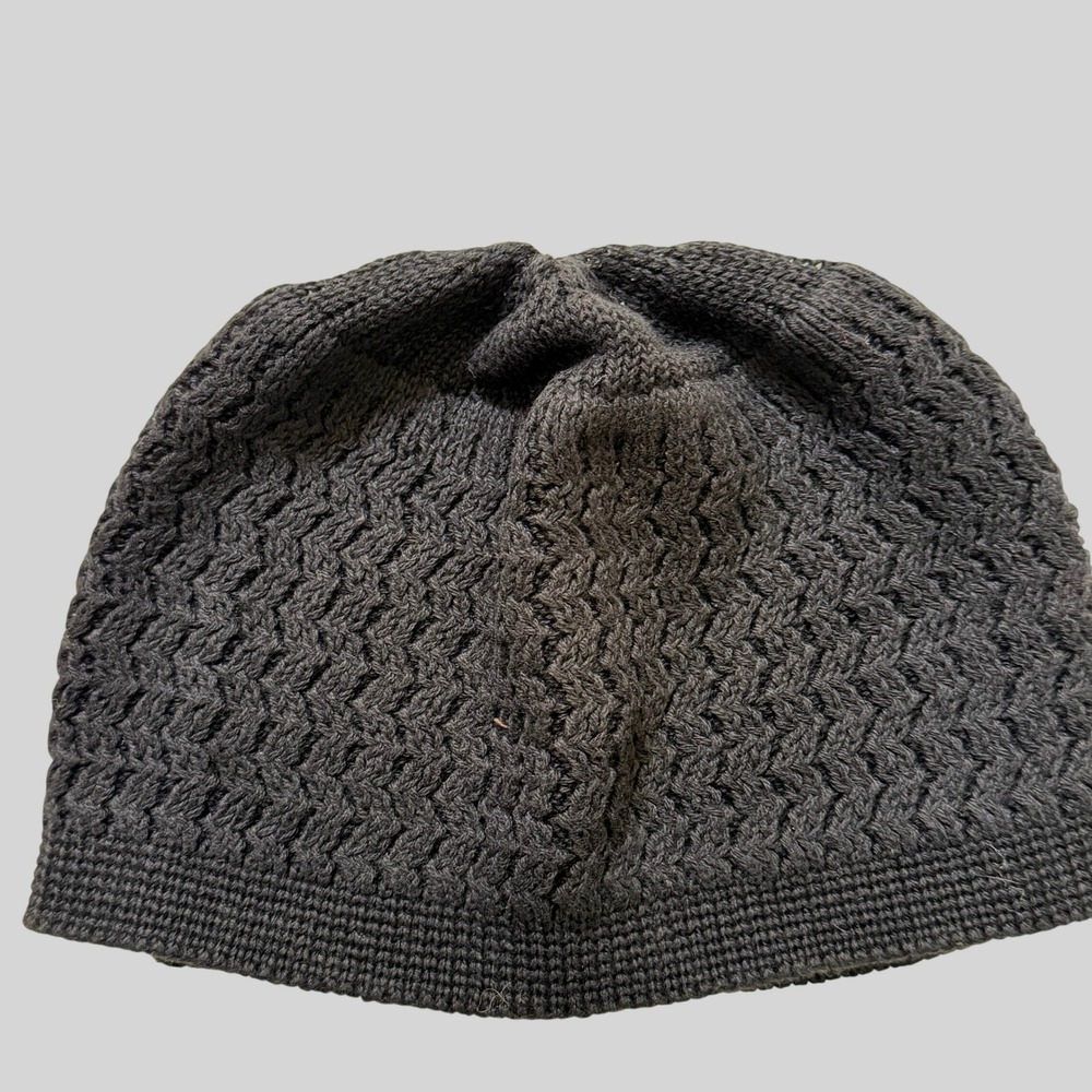 Candid Signature Apparel Skull Cap Unisex OSFM Black Zigzag Knit Beanie Kufi Hat